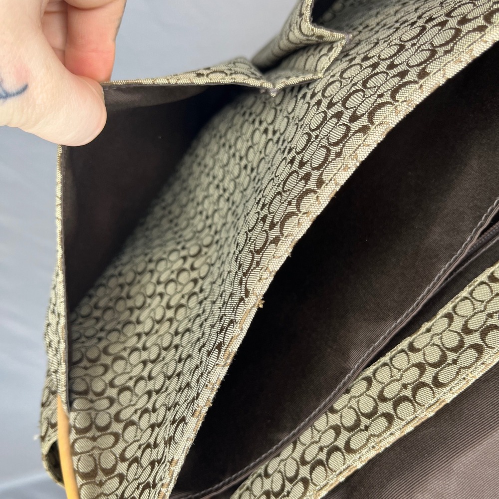 Coach Messenger Bag Crossbody Satchel‎ Signature Canvas Leather Trim - Picture 13 of 13